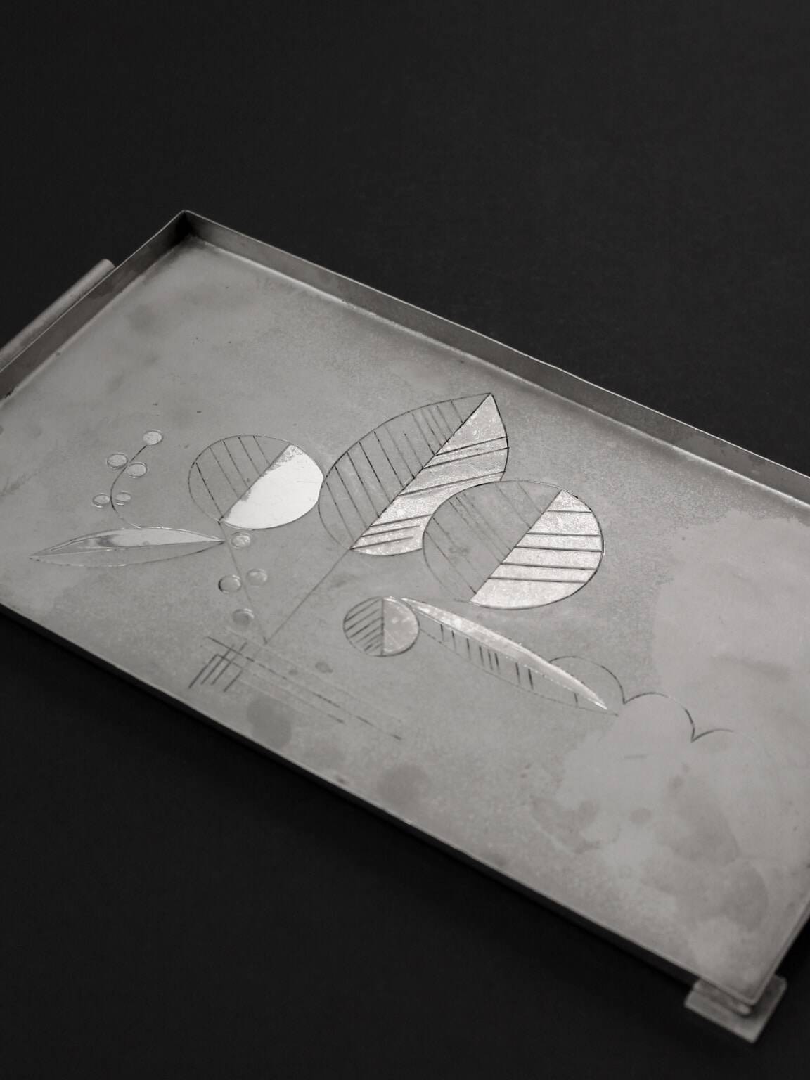 Botanical Engraved Vintage Serving Tray, 1940s