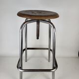 Industrial metal and wood stool