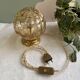 Vintage glass table lamp - amber bubble globe