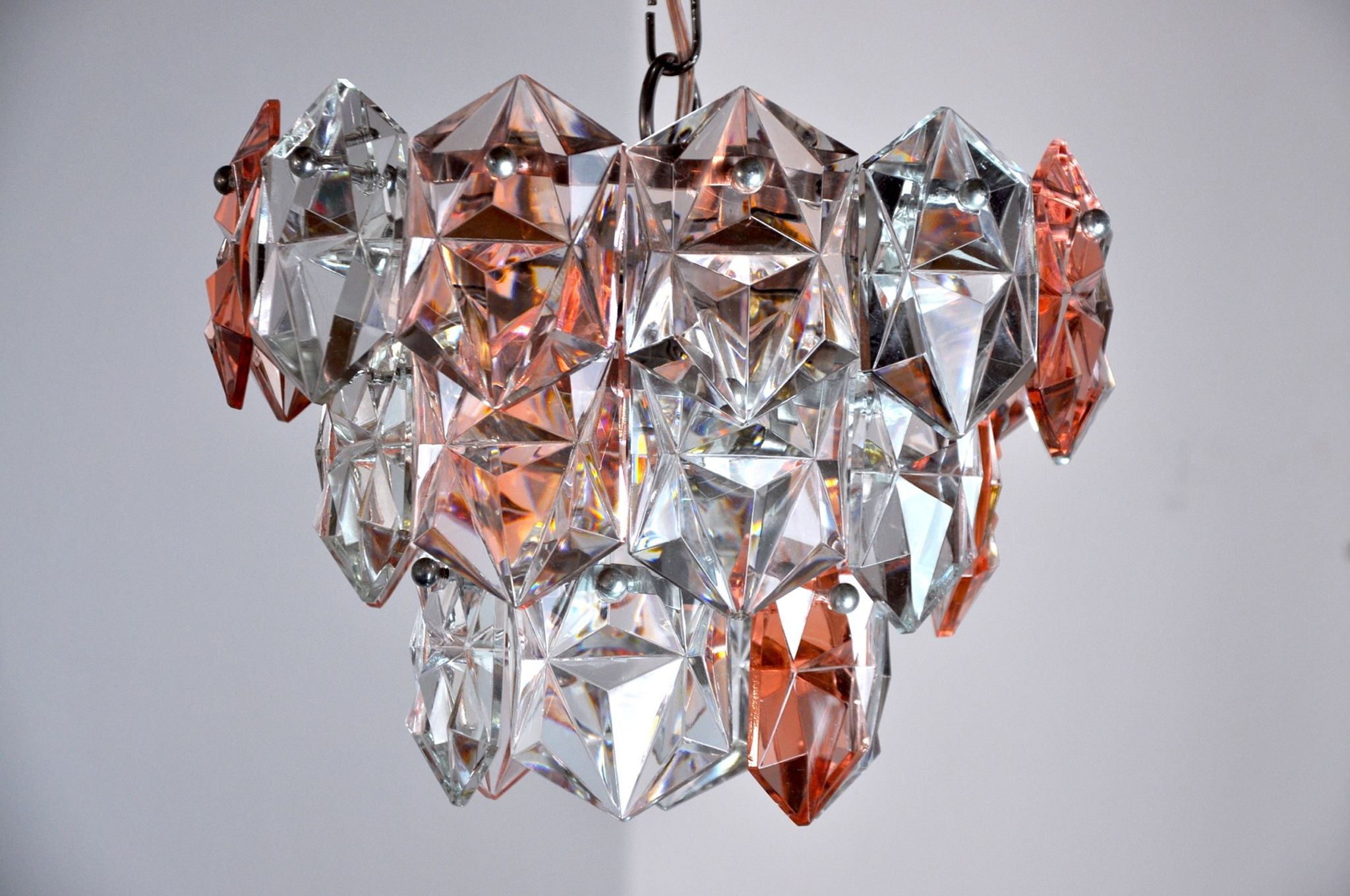 Two-coloured Kinkeldey chandelier, 3 floors, 1970, Germany