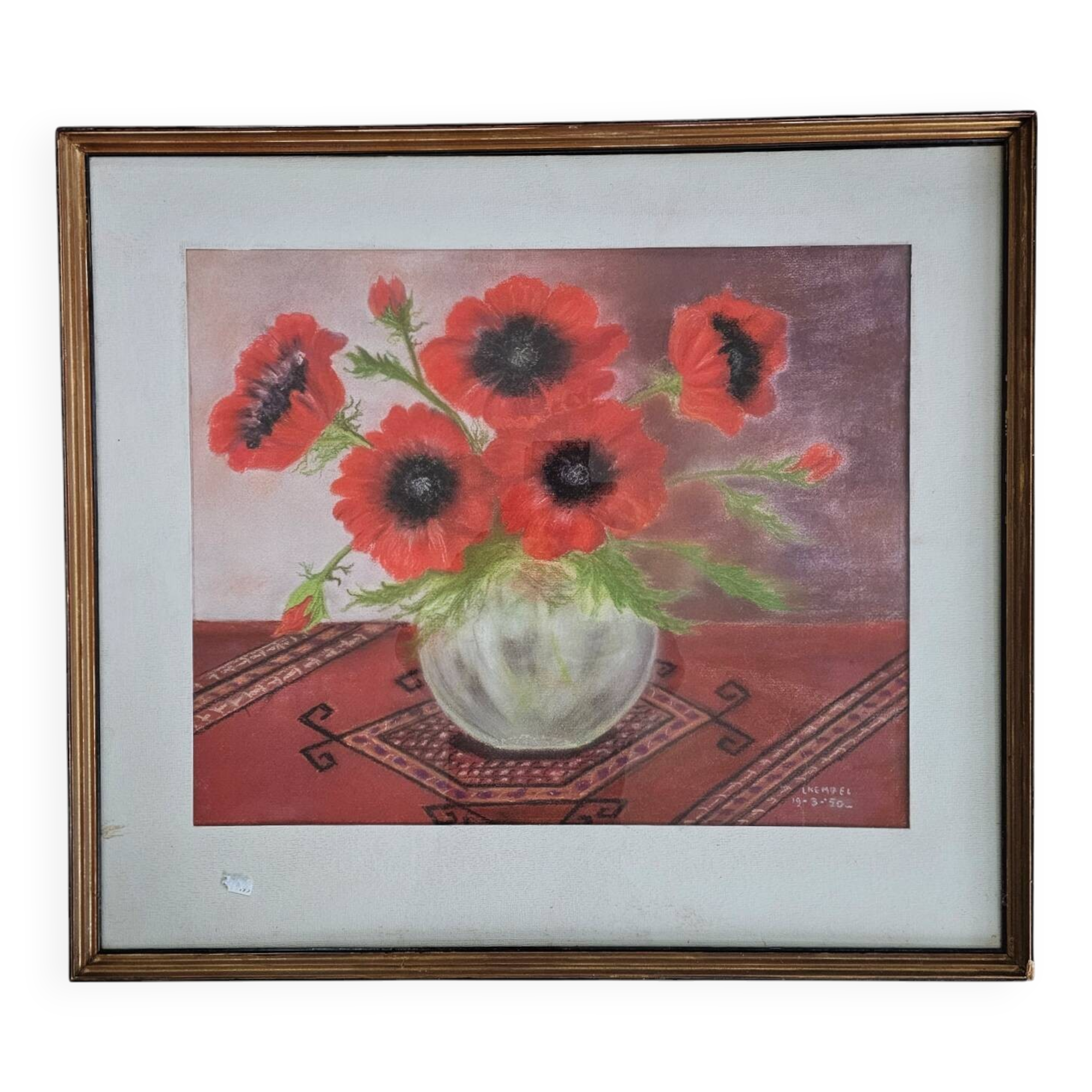 Chalk drawing Leo Kempel 1934 Picture  Width 60  Height 50 cm