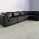 Vintage black leather modular sofa, 1970s