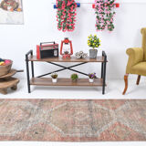 Faded brown & beige turkish runner rug 339x91cm