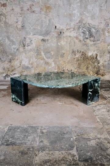 Emerald green marble "eye" coffee table, Roche Bobois, France, 1970s