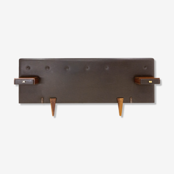 Headboard upholstered vintage chocolate skaï
