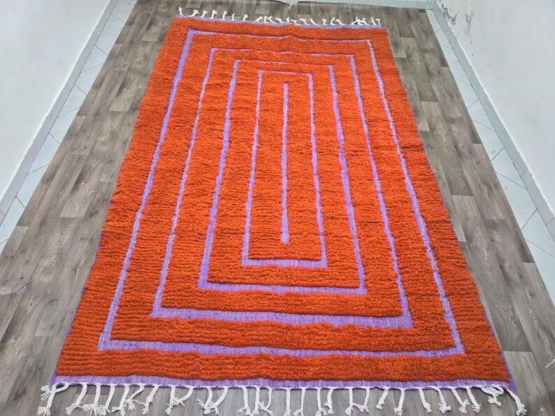 Handmade traditional pure natural wool rug size 150/250 cm