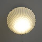 Plafonnier semi-encastré vintage en verre blanc