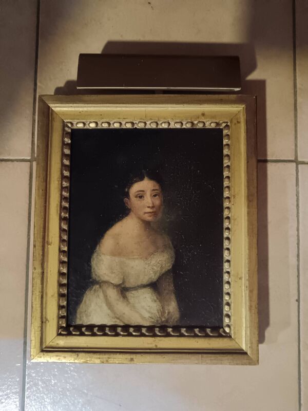 Tableau portrait ancien huile sur toile XIXème siècle