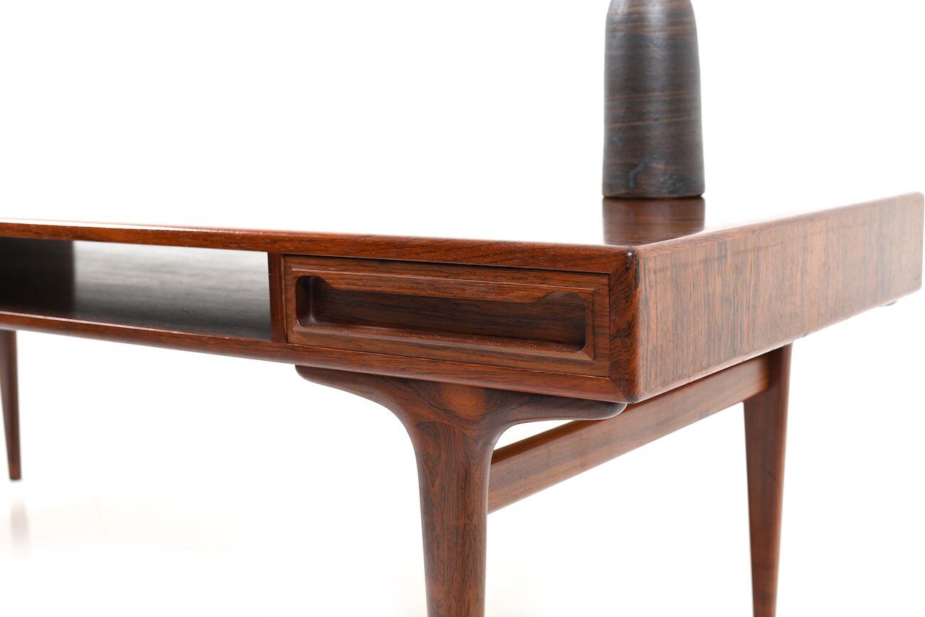 Rectangular Rosewood Coffee Table with Two Drawers, Denmark
