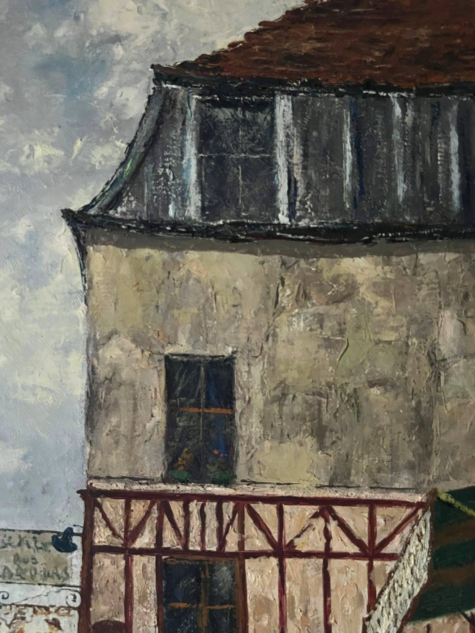 Oil painting on canvas 'Parisian street' CH Chanoy 1953 School of Paris