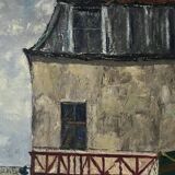 Oil painting on canvas 'Parisian street' CH Chanoy 1953 School of Paris