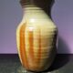 Old brown sandstone vase & beige signed deco 70s vintage