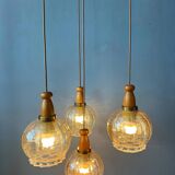 Vintage Hustadt Leuchten glass cascade pendant lamp