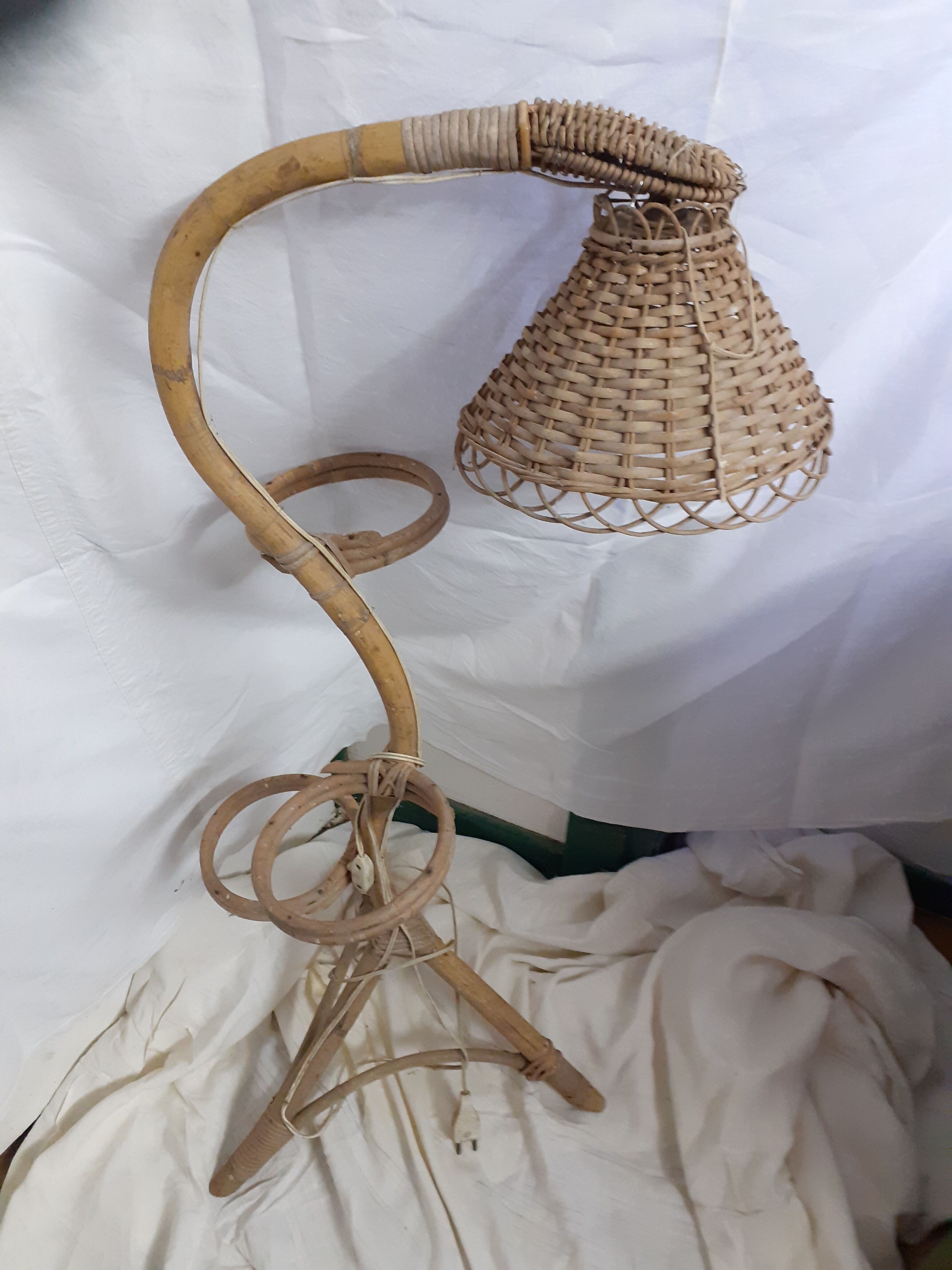 Lamppost door planted in rattan