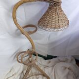 Lampadaire porte planté en rotin