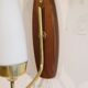 Pair of Danish wall lamps in teak and opaline 1960