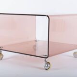 Small coffee table or end table in smoked plexiglass, 1970s