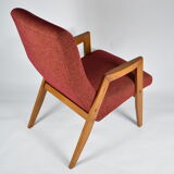 Fauteuil d'origine vintage "Relax", années 1960, Europe de l'Est, rénové, tissu rouge