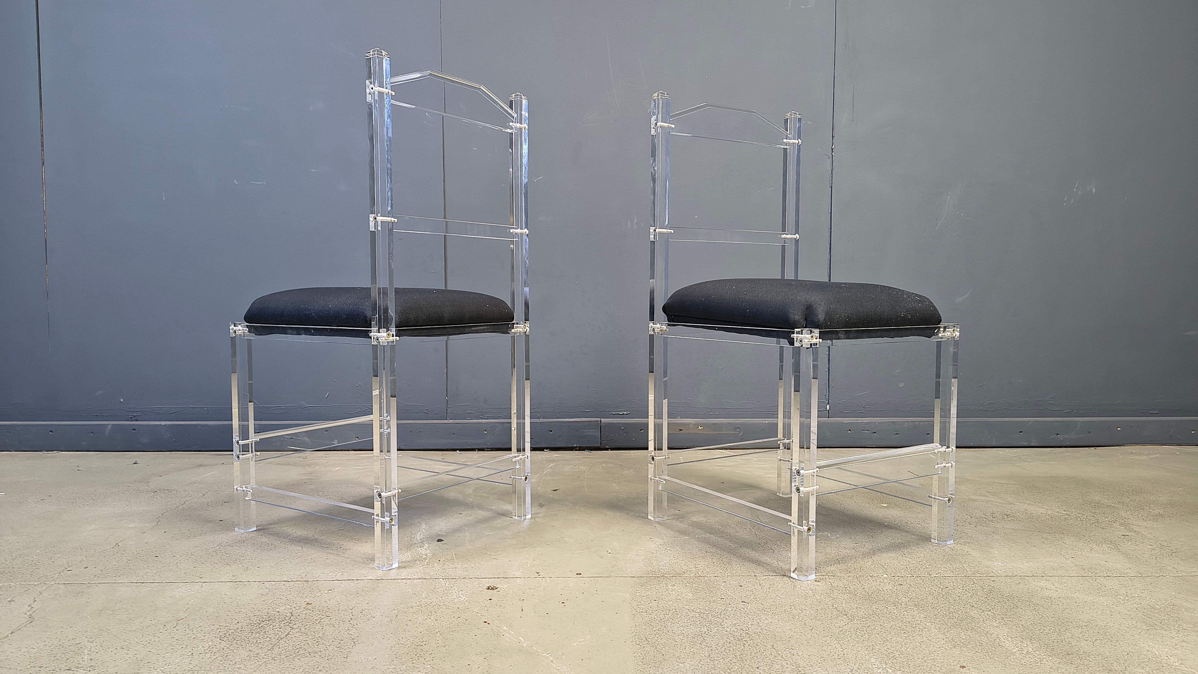 Lucite or plexi dining chairs, 1970s - set of 6
