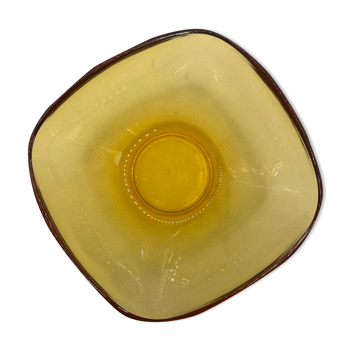 amber glass bowl from the 1970s