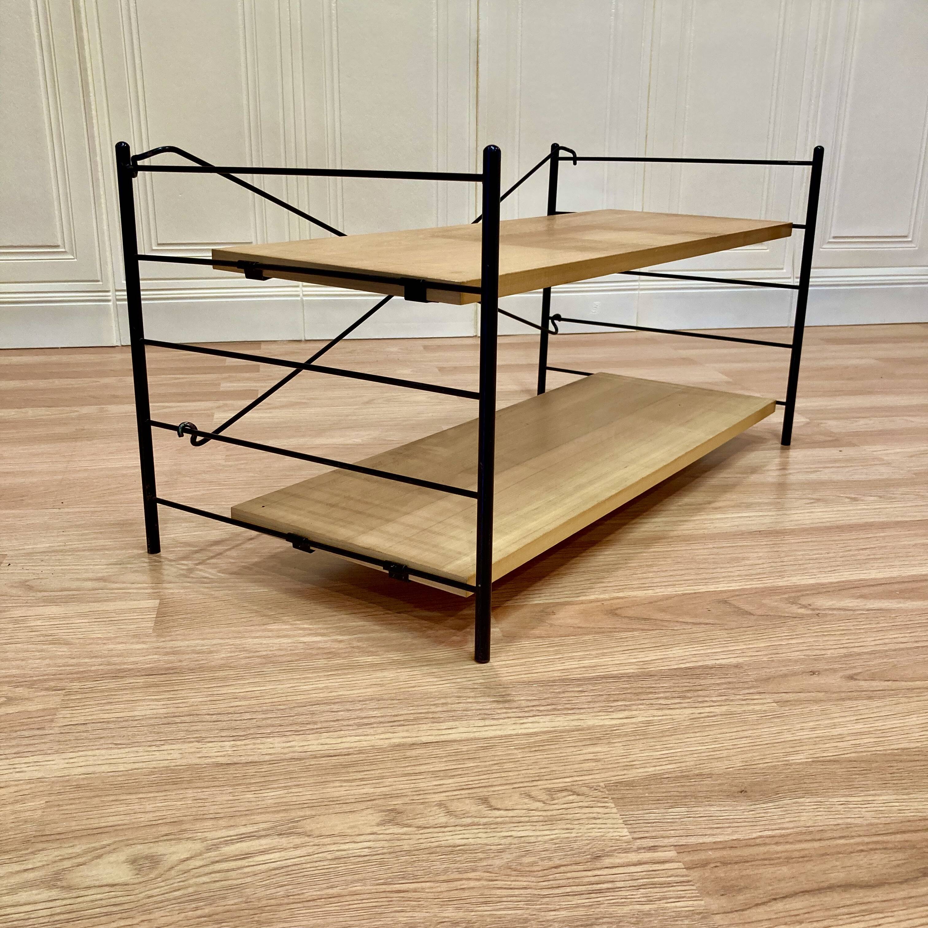 Étagère modulable métal et bois design scandinave 1960.