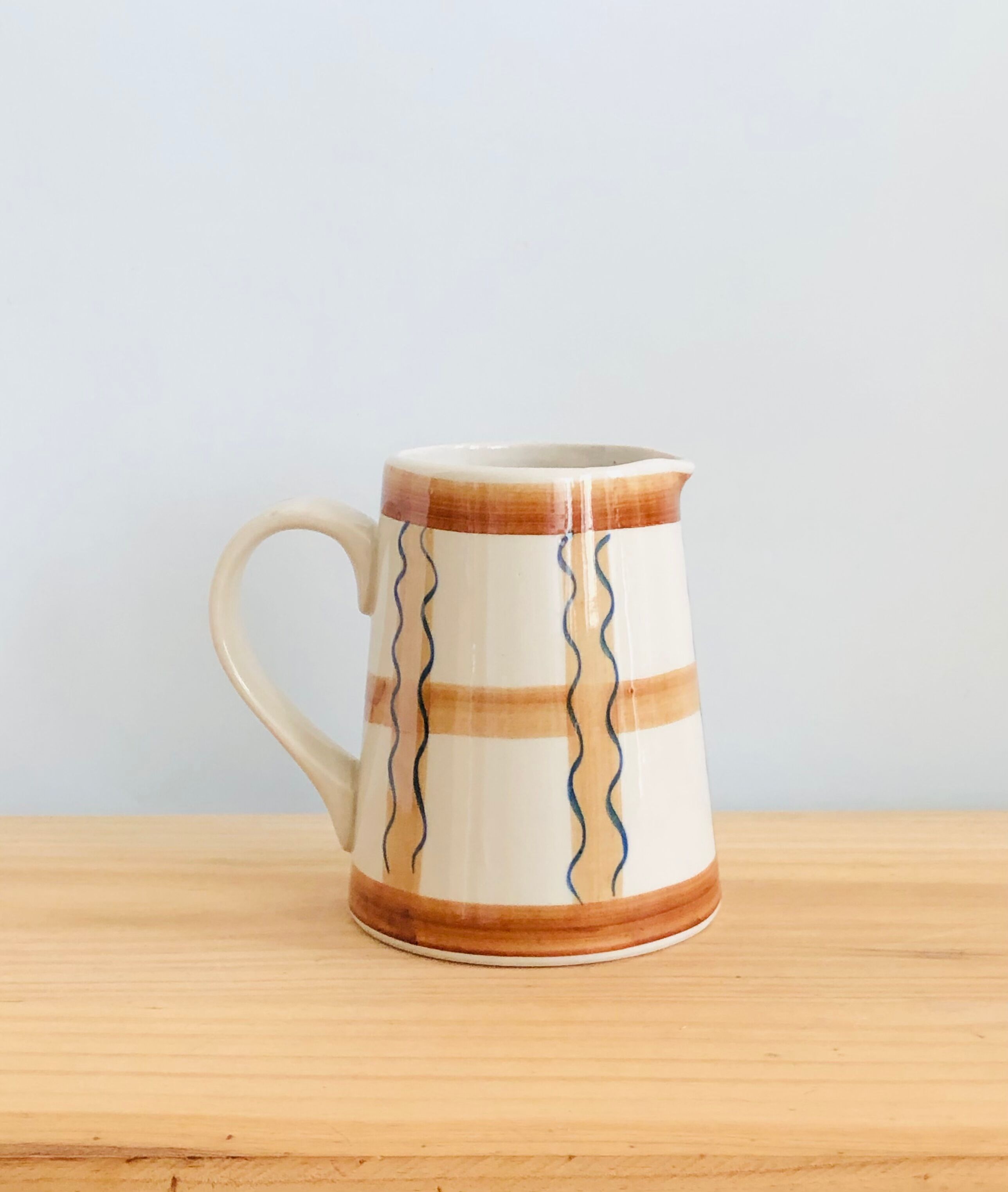 Vintage graphic pitcher in hand-painted ceramic