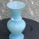Large vintage pastel blue opaline vase