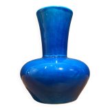 Signed vase in turquoise blue earthenware
