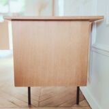 Renovated vintage modernist desk, metal & oak, 1950s/60s