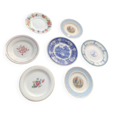 Lot of 7 small mismatched plates, old and collector's items