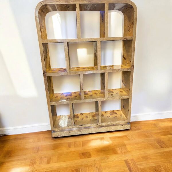 Bibliothèque Art déco en loupe d’orme & bois de hêtre fabrication artisanal