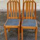 4 chaises à manger en bois massif et tissu bleu barreaux