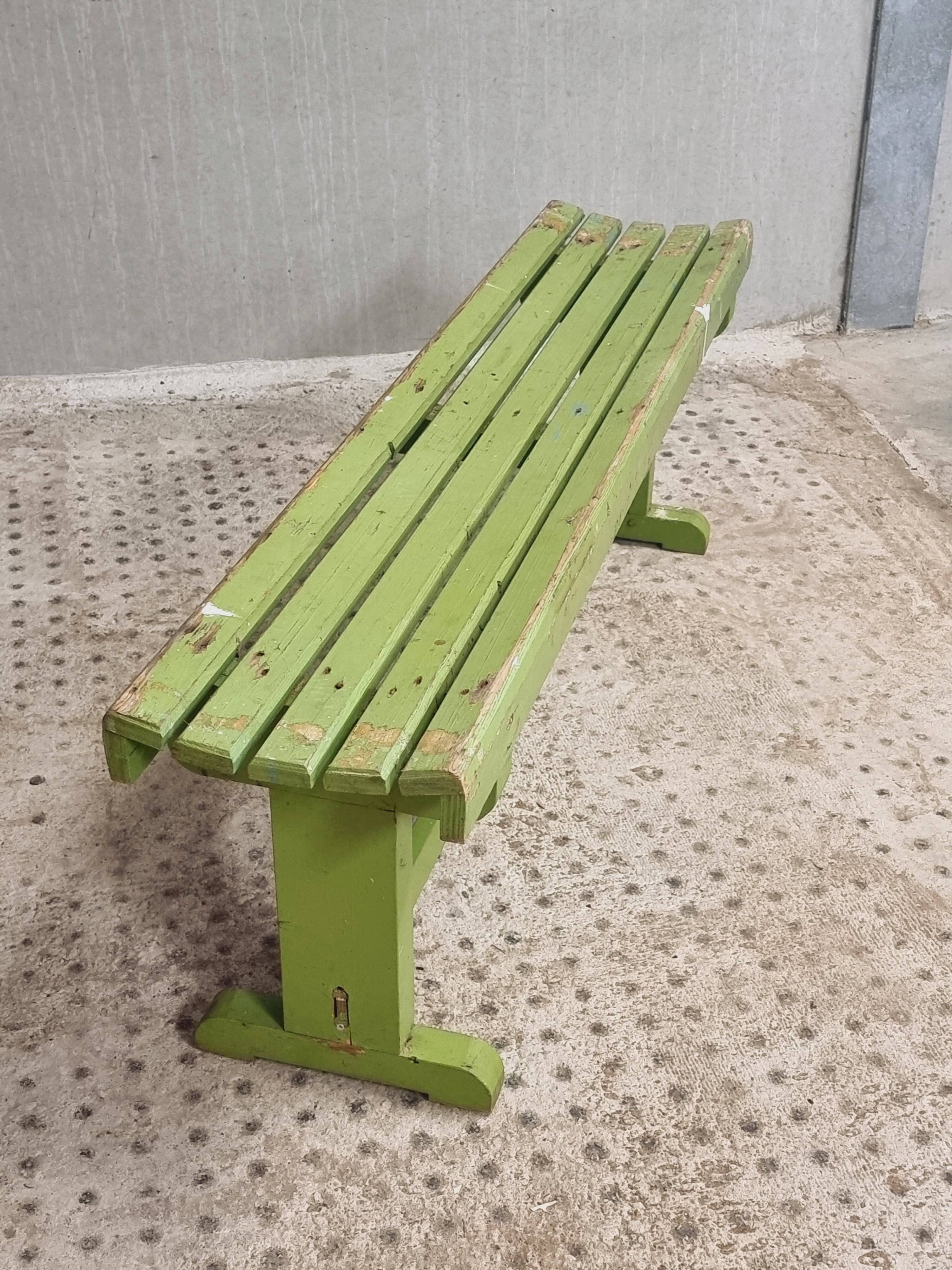 Vintage wooden bench grass green garden bench 140 cm