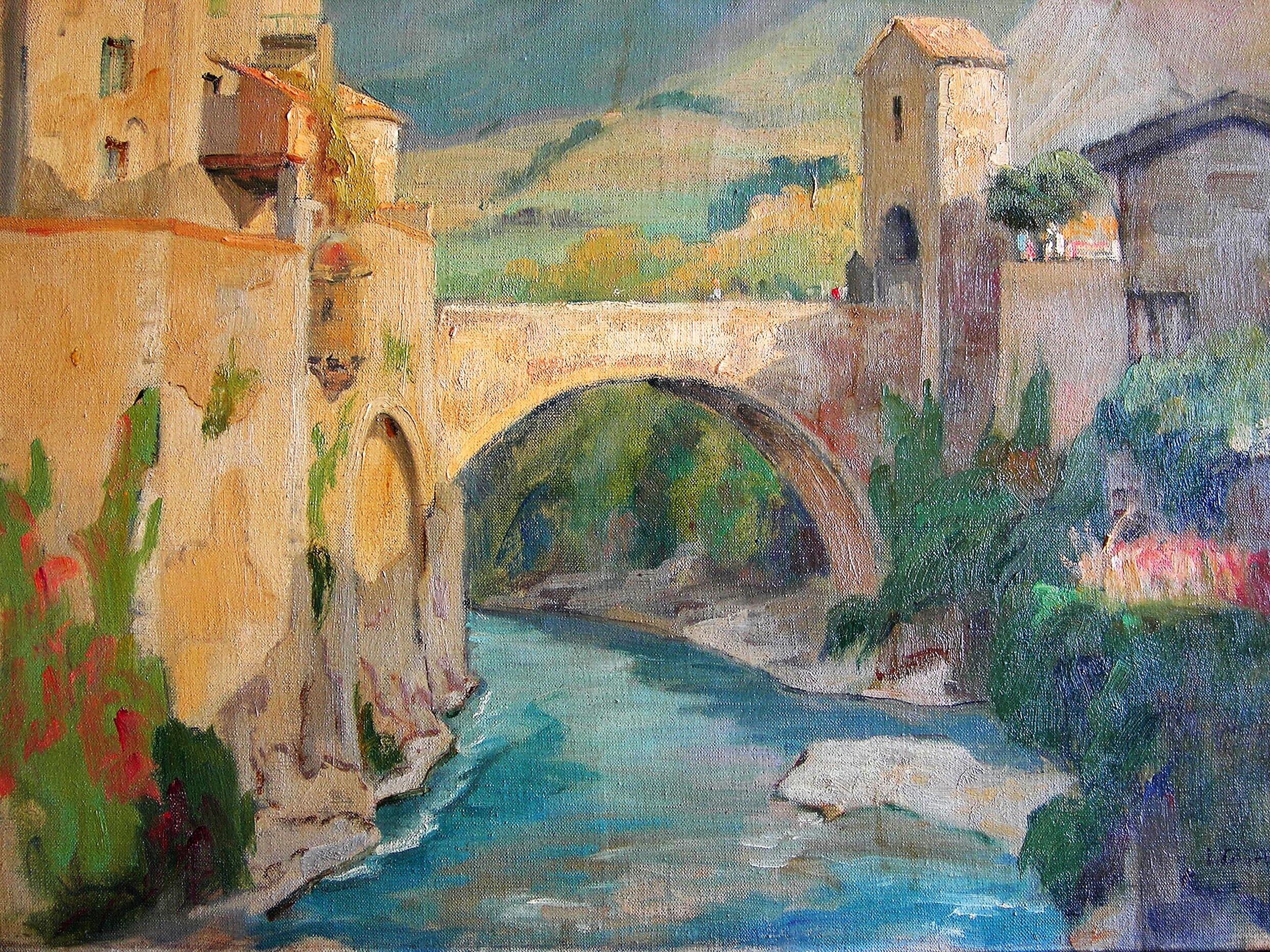 View of a village in the Pyrenees by Louis Courtin 1812-1841