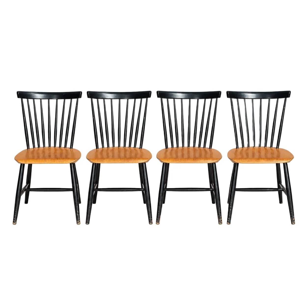 Set of 4 chairs by Sven-Erik Fryklund for Hagafors, Sweden, 1960s.