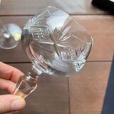 6 engraved crystal stemmed glasses