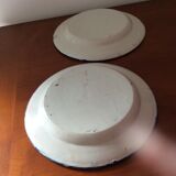 Set of 2 old painted terracotta plates enamelled