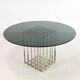 Pierre cardin, “cage” dining table, chrome and gilded steel. france, circa 1970.