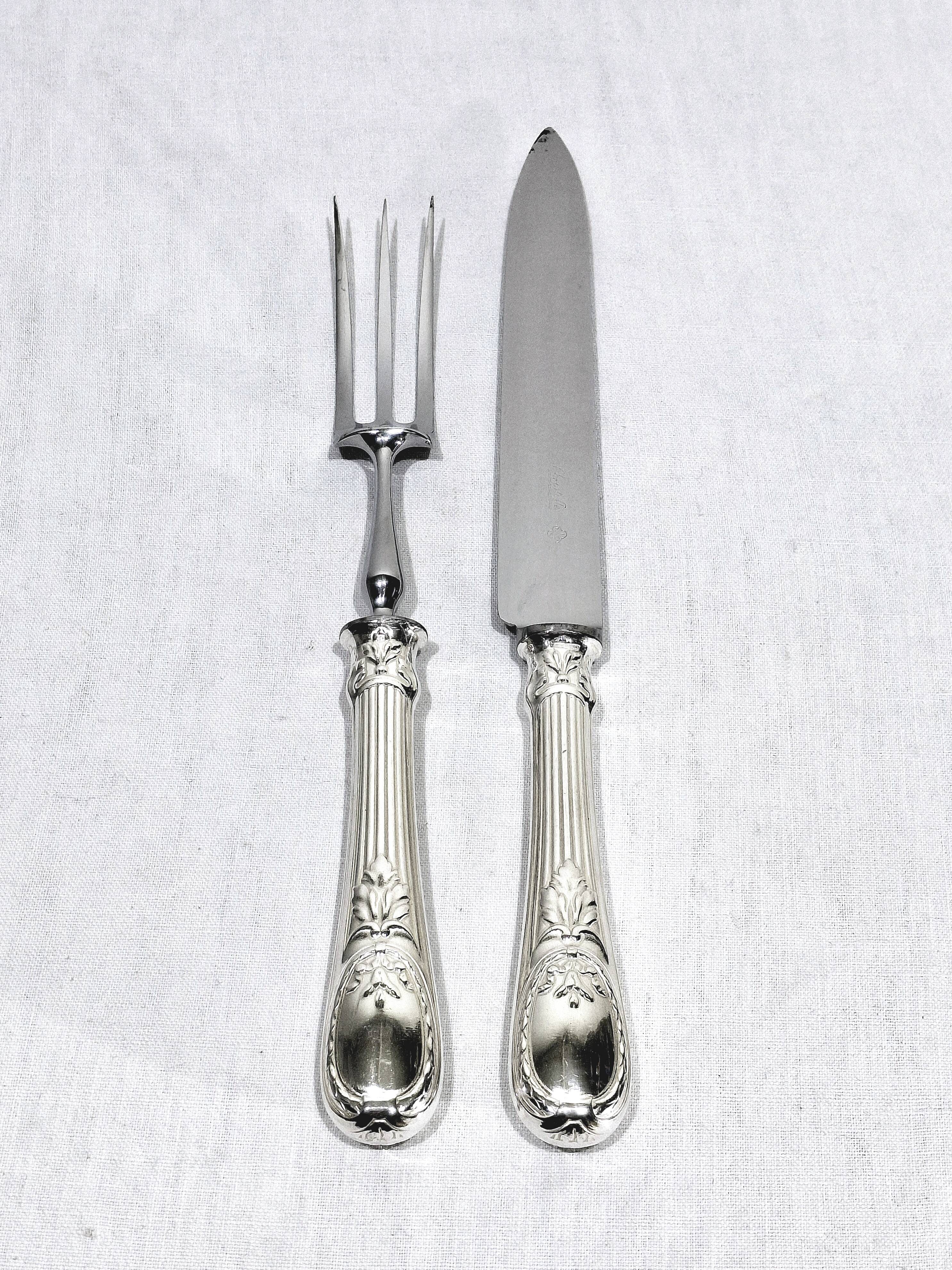 Christofle Cutlery Set - Trianon Model - 155 Pieces, Silver-Plated Metal
