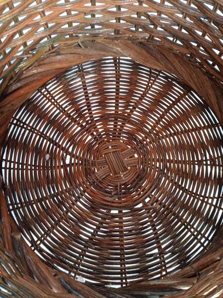 Cache pot 43 cm panier rotin vintage ep 1960