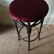 Lot of 3 bar stools, metal and velvet, vintage 60s