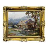 William Pratt 1855-1936.Crofters Scottish Highlands 1929 Oil On Canvas. Framed