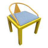 Postmodern Memphis chair in yellow and blue, Michele de Luchi style