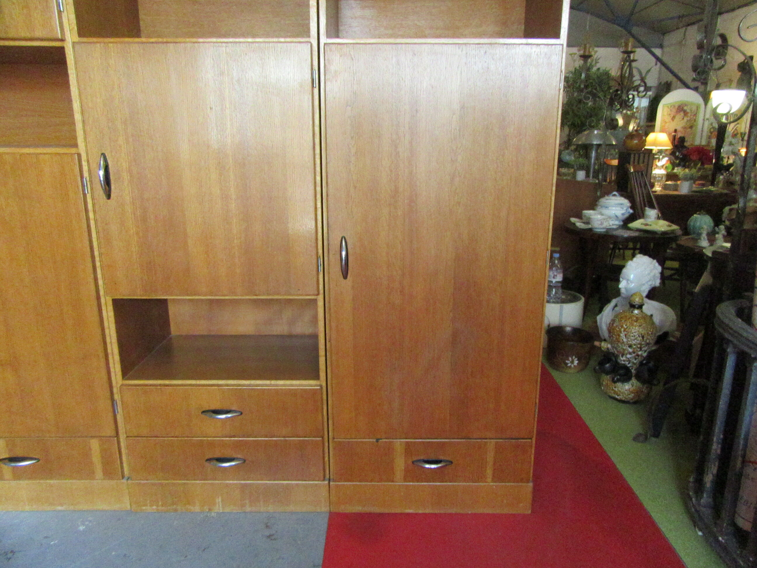 Meuble modulable de bureau ou de salon plaqué chêne des années 1960