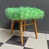 Tabouret de pied vert moelleux des années 60