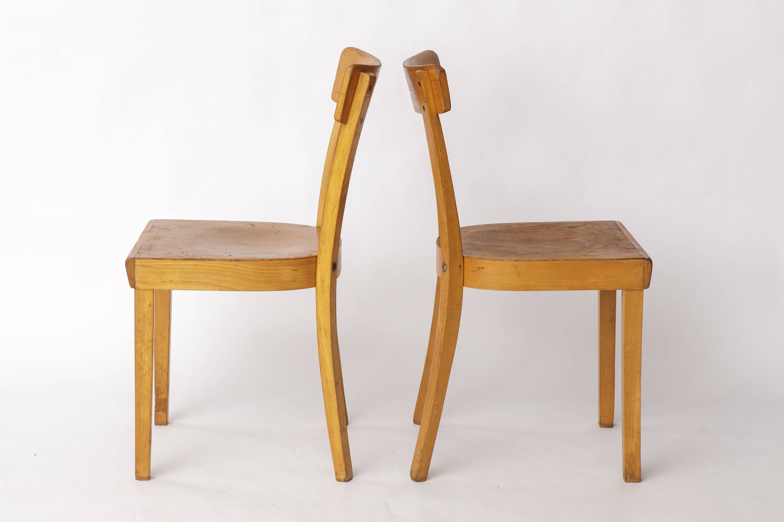 Pair of 1950s Frankfurt Dining Chairs, Germany – Refurbished Beechwood
