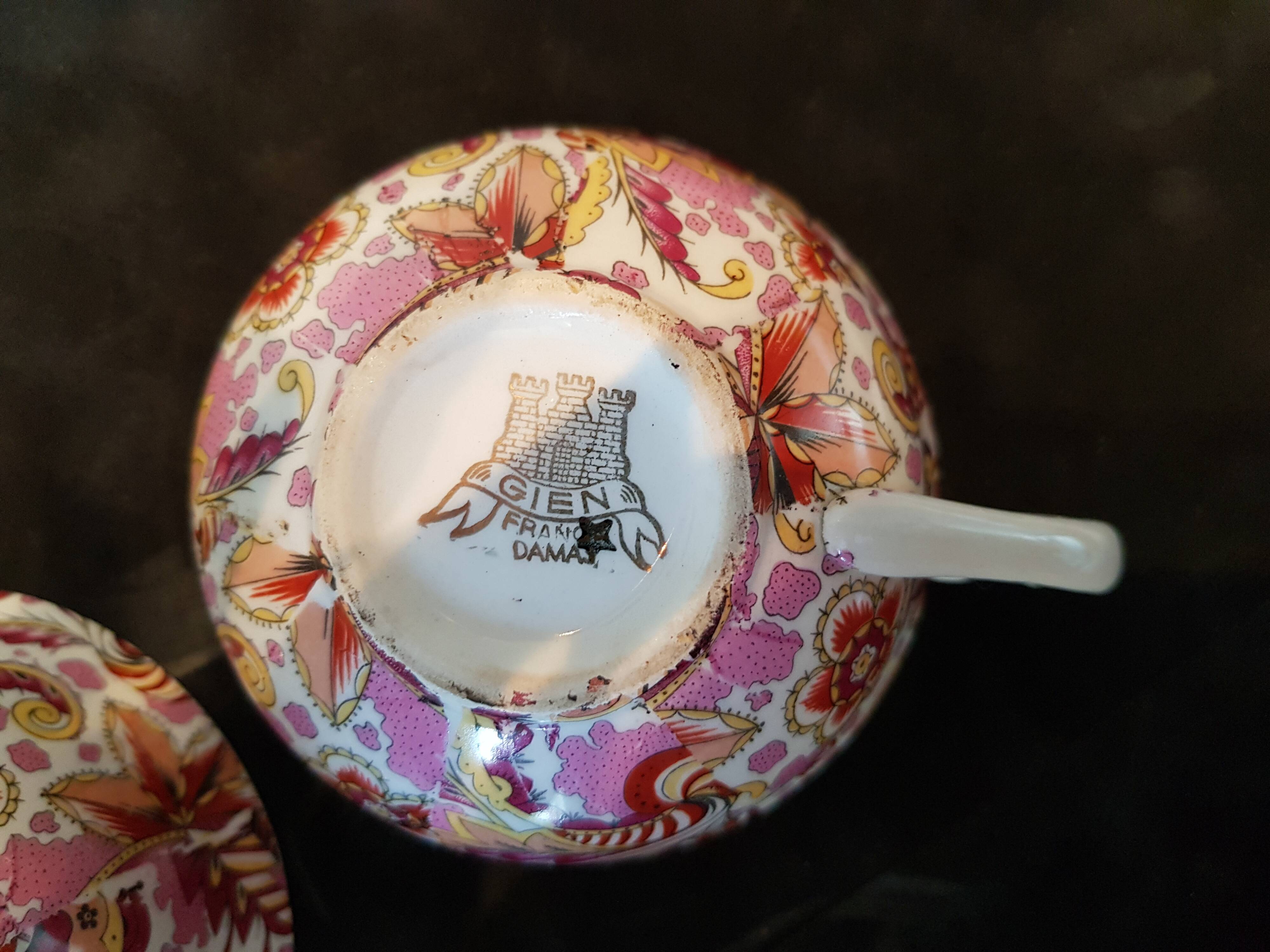 Hand-painted Gien cups