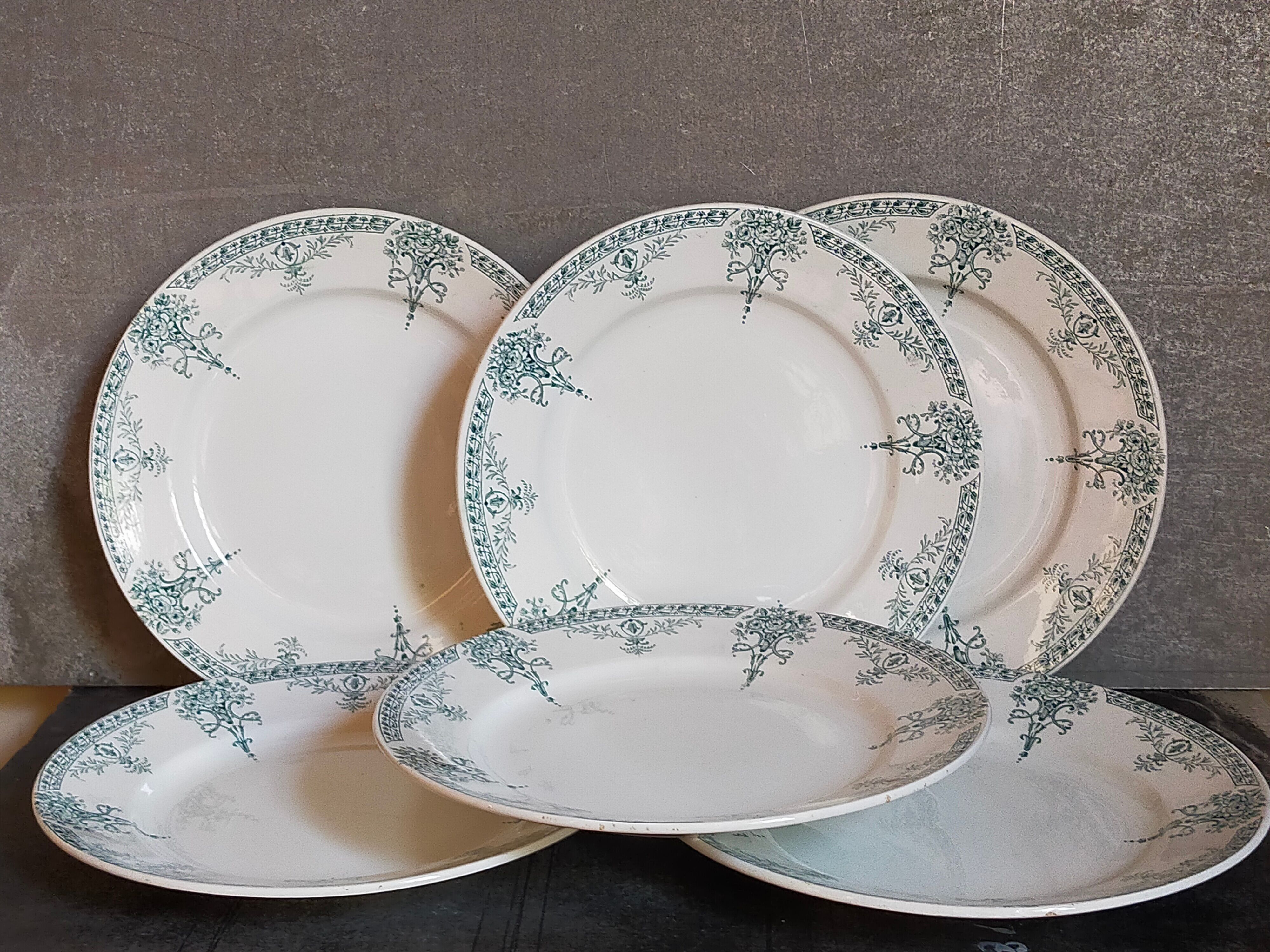 Six old plates iron earth of lunéville model lugano late nineteenth