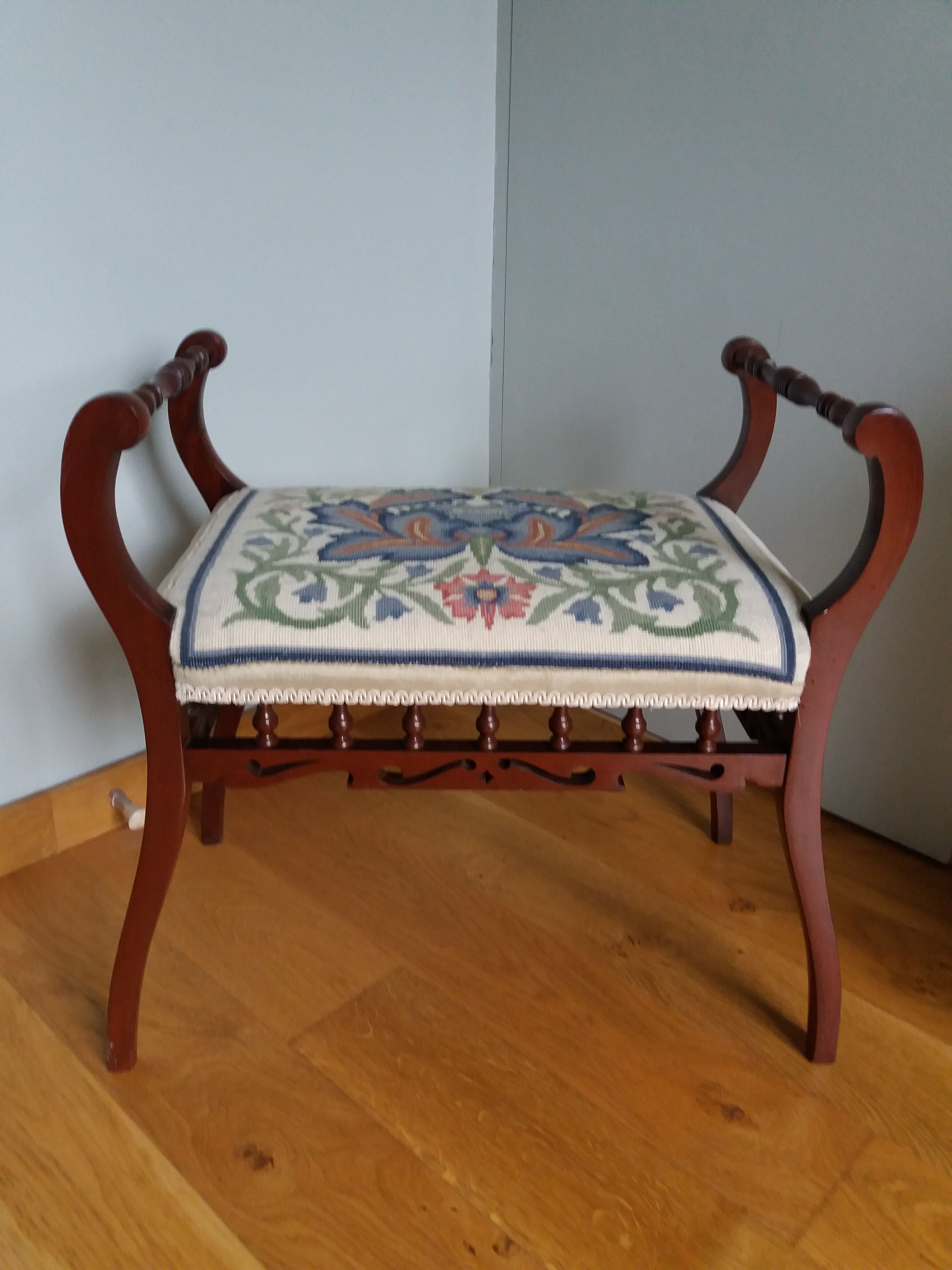 Piano bench stool upholstered canvas end of bed