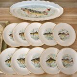 Rare: fish set 11 pieces, Société Française de Porcelaine